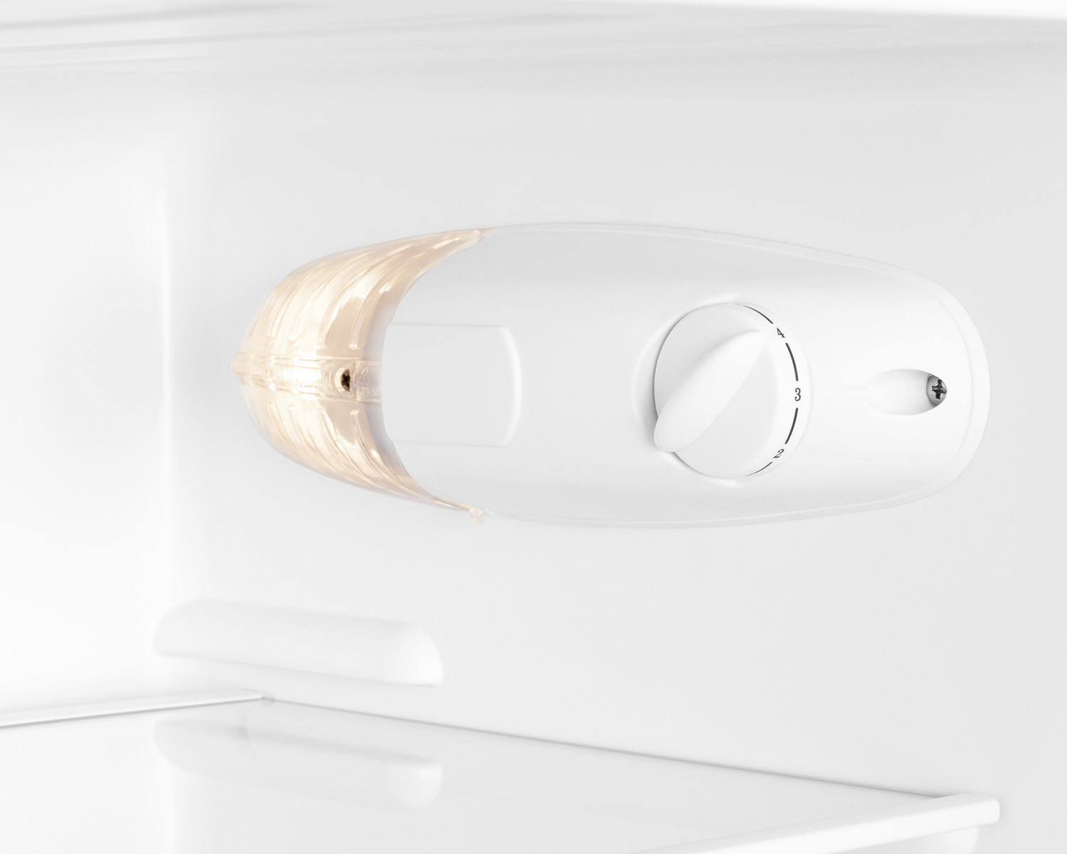 Two-door ENERGY STAR certified refrigerator-freezer in an ADA compliant height with user-reversible fingerprint-free stainless steel look doors, manual defrost, and dial thermostat